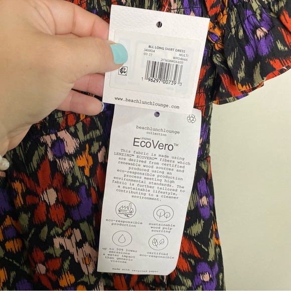✨NWT Beach Lunch Lounge Floral Smocked Tie Back Midi Maxi Shirt Dress Size XL - Picture 7 of 12